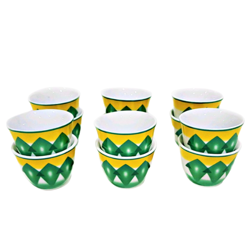 فنجان قهوه اماراتی طرح سبز ۱۲ عددی | خرید ست قهوه خوری شیک و باکیفیت