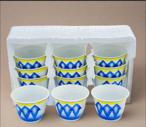 فنجان قهوه اماراتی طرح آبی ۱۲ عددی | خرید ست قهوه خوری شیک و باکیفیت