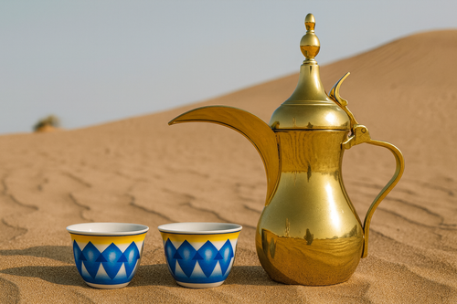 فنجان قهوه اماراتی طرح آبی ۶ عددی | خرید ست قهوه خوری شیک و باکیفیت