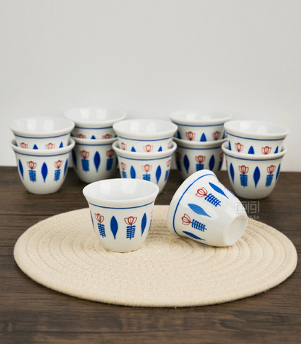 خرید فنجان قهوه طرح گل آبی ۶ عددی با قیمت عالی