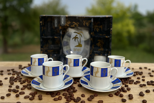 ست قهوه خوری و چای خوری طرح گل آبی ۶ عددی | خرید سرویس پذیرایی خاص و زیبا