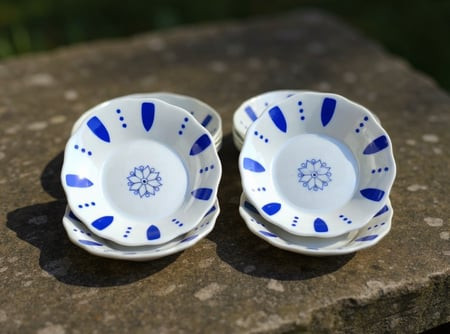 نعلبکی چای طرح گل آبی ۱۲ عددی | ست بشقاب چای شیک پذیرایی