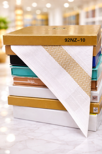 🤍 چفیه شماغ عمانی اصیل | سفید با نوار قهوهای روشن 🤎